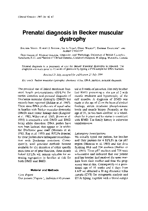 (PDF) Prenatal diagnosis in Becker muscular dystrophy Robert Shukin