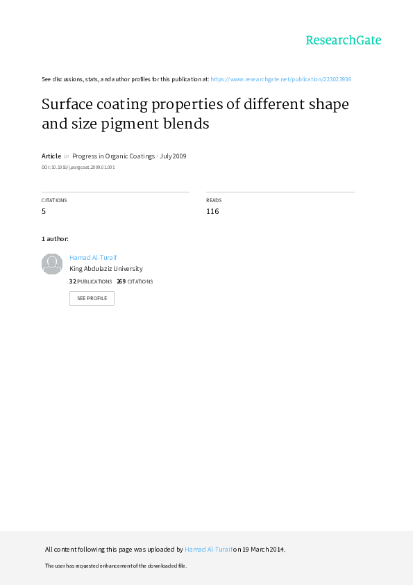 (PDF) Surface coating properties of different shape and size pigment