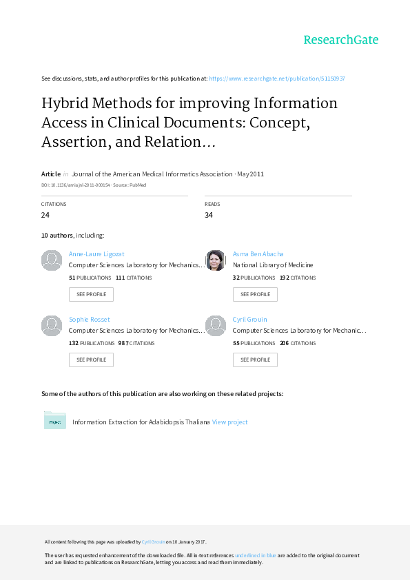 (PDF) Hybrid methods for improving information access in clinical ...