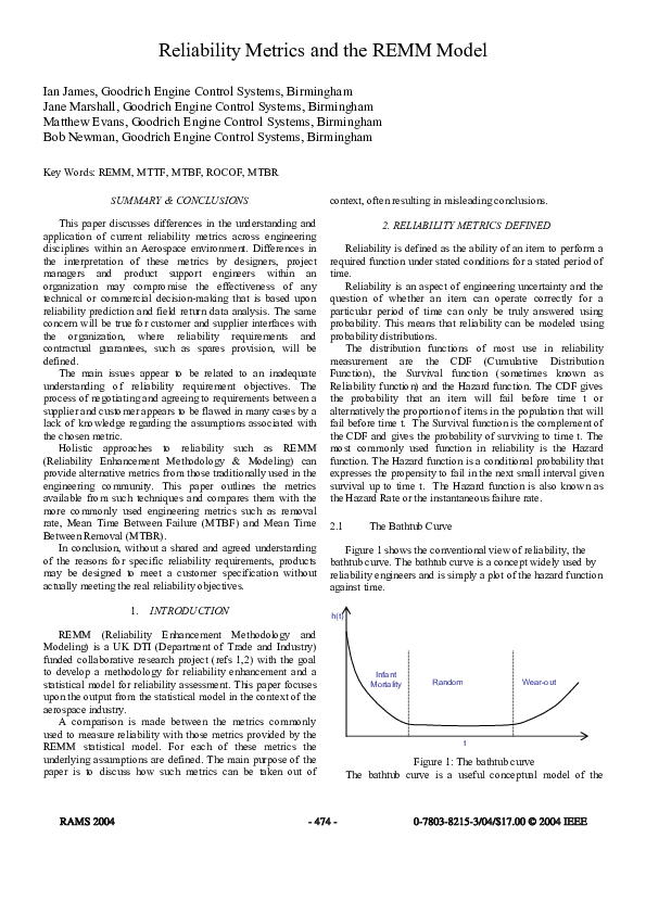 (PDF) Reliability metrics and the REMM model