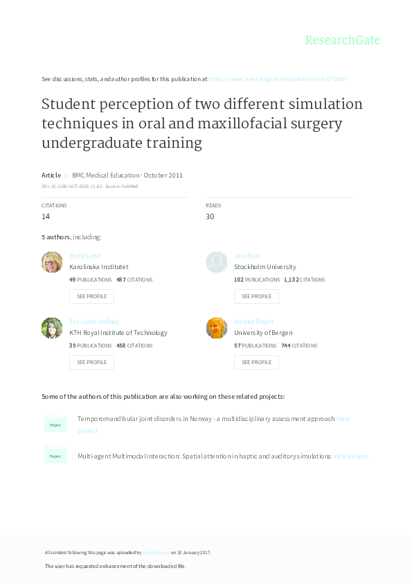 (PDF) Student perception of two different simulation techniques in oral ...