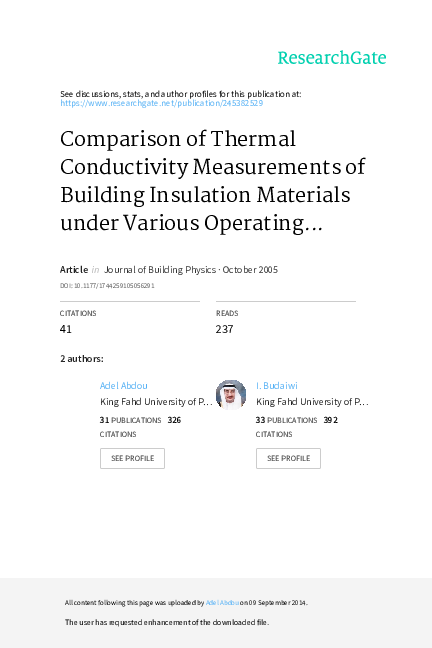 (PDF) Comparison of Thermal Conductivity Measurements of Building ...