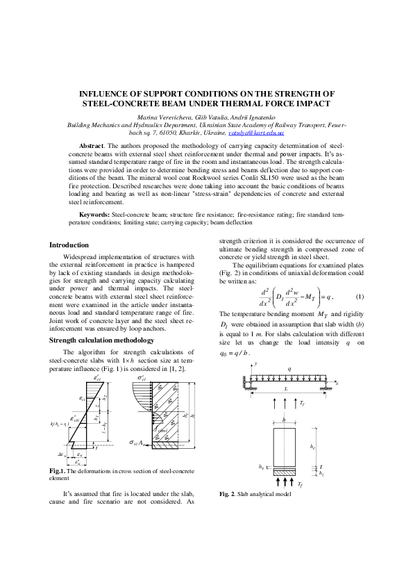 (PDF) INFLUENCE OF SUPPORT CONDITIONS ON THE STRENGTH OF STEEL-CONCRETE ...