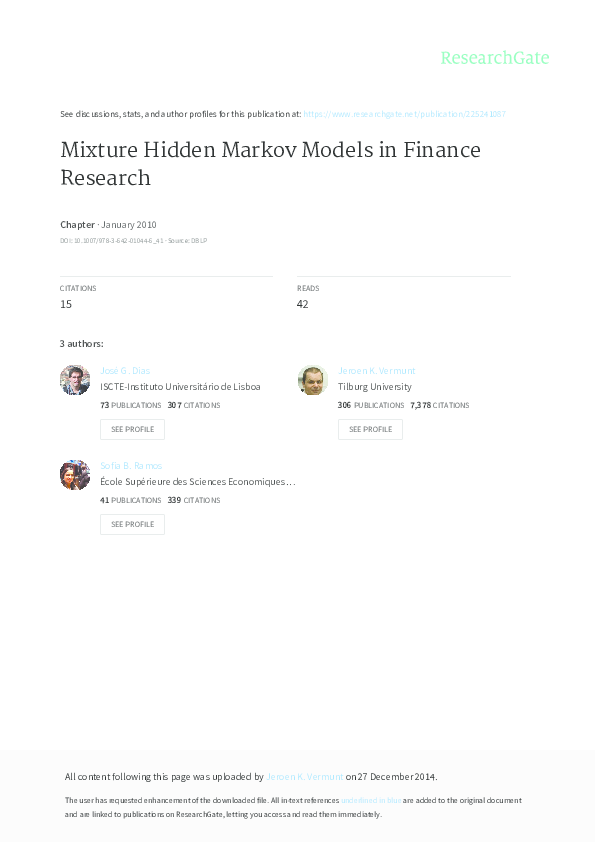 (PDF) Mixture hidden Markov models in finance research