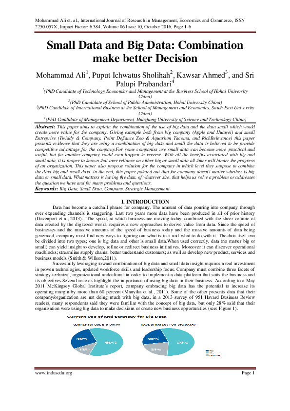 (PDF) Small Data and Big Data: Combination make better Decision