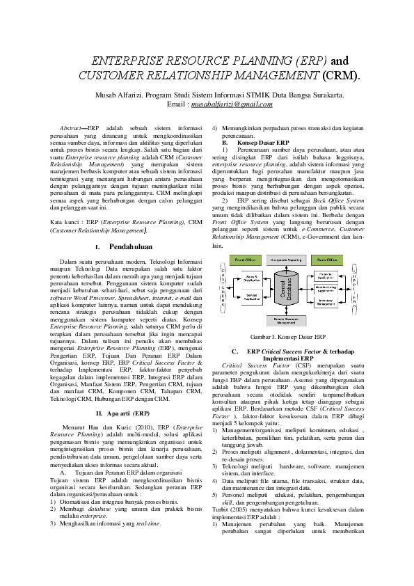 (PDF) ERP(Enterprise Resource Planning) and CRM (Customer Relationship ...