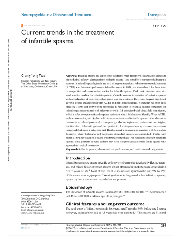 (PDF) Current trends in the treatment of infantile spasms