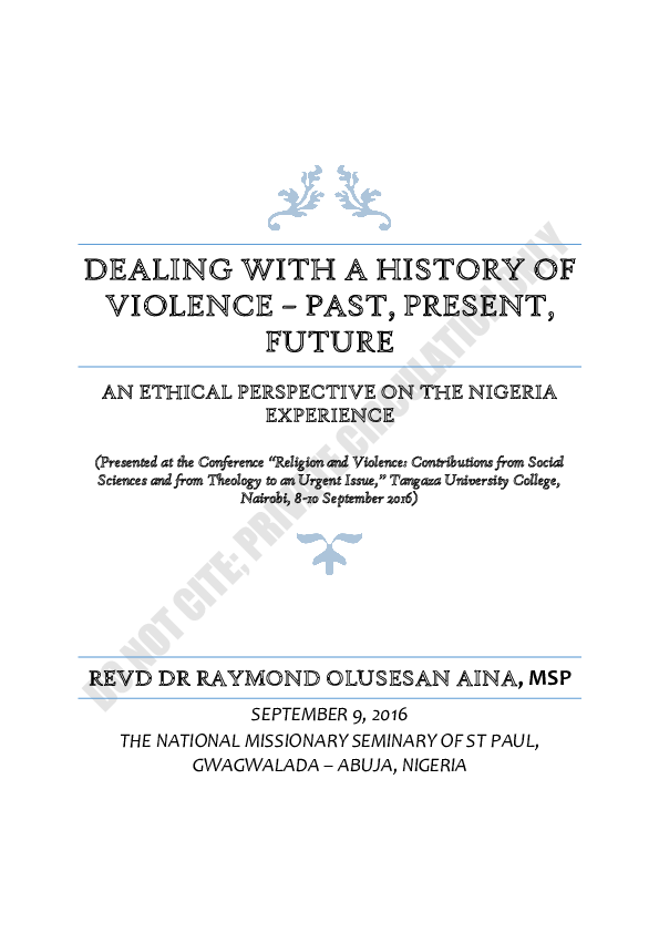 (PDF) DEALING WITH A HISTORY OF VIOLENCE PAST, PRESENT, FUTURE AN