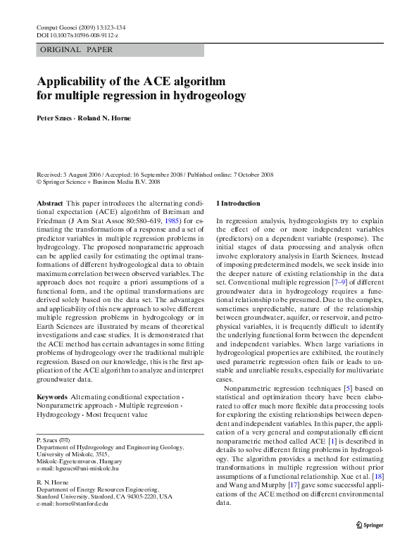 (PDF) Applicability of the ACE algorithm for multiple regression in ...
