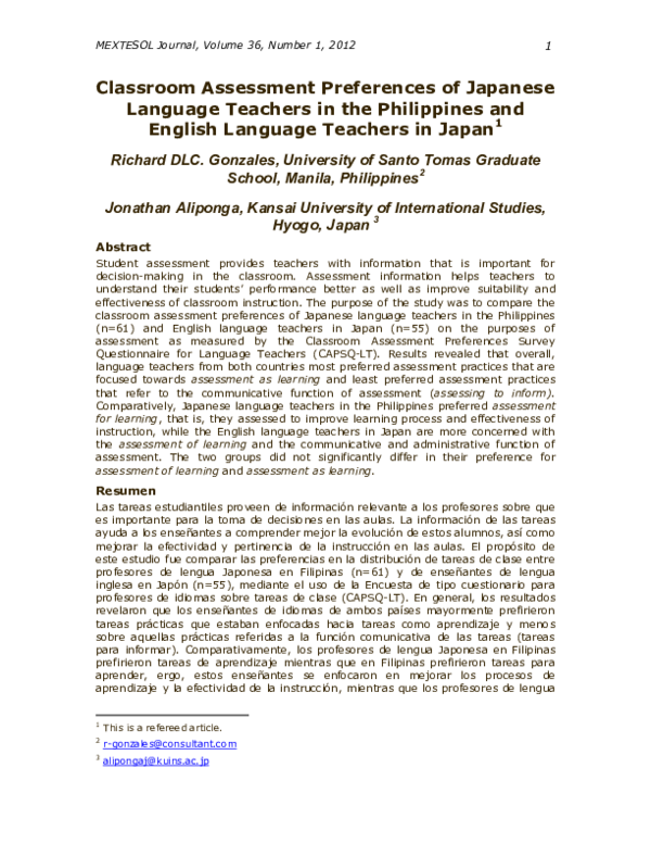 (PDF) A Comparative Study of Classroom Assessment Practices of Tertiary ...