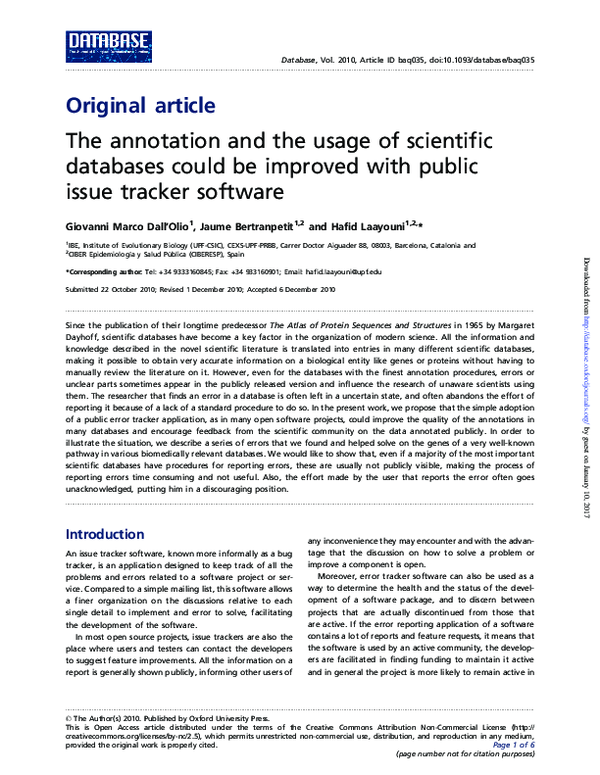 (PDF) The annotation and the usage of scientific databases could be ...