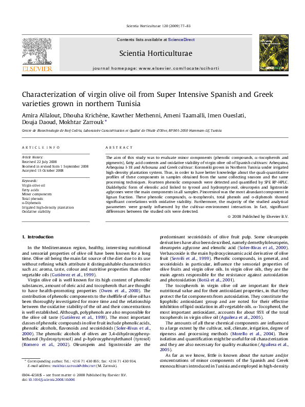 (PDF) Characterization of virgin olive oil from Super Intensive Spanish ...