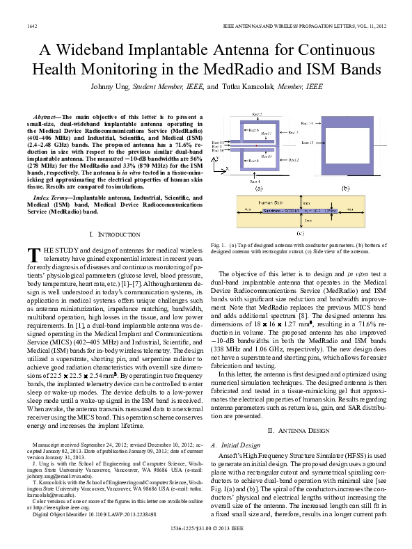 (PDF) A Wideband Implantable Antenna for Continuous Health Monitoring ...