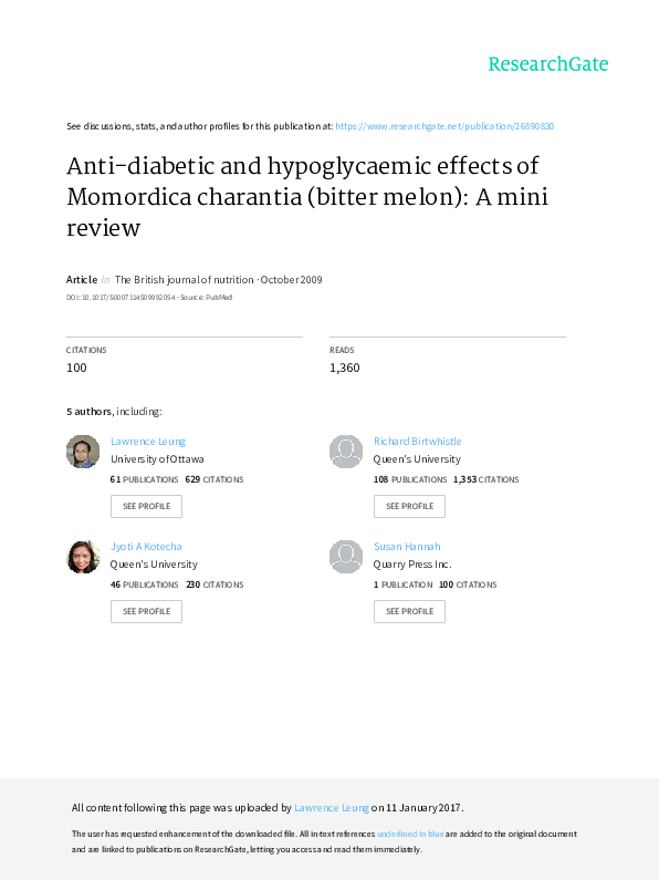Anti diabetic effect of momordica charantia biology essay 06 image