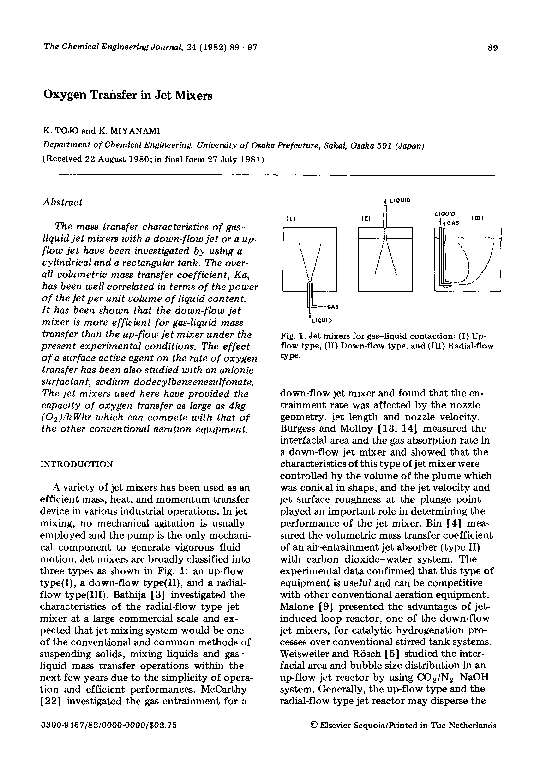 (PDF) Oxygen transfer in jet mixers