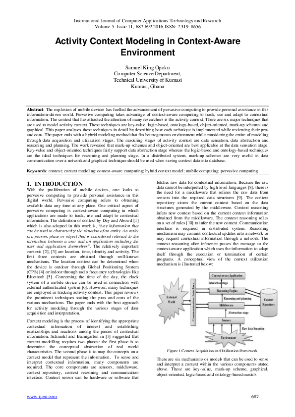 (PDF) Activity Context Modeling in Context-Aware Environment