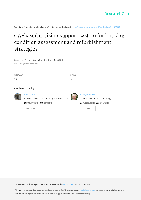 (PDF) GA-based decision support system for housing condition assessment ...