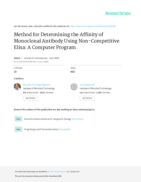 (PDF) Method for determining the affinity of monoclonal antibody using ...