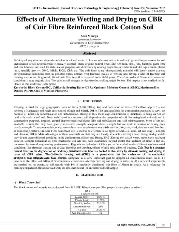 (PDF) Effects of Alternate Wetting and Drying on CBR of Coir Fibre ...
