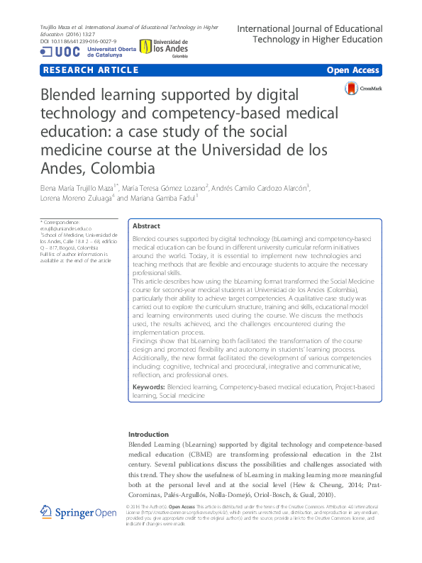 (PDF) Blended learning supported by digital technology and competency ...