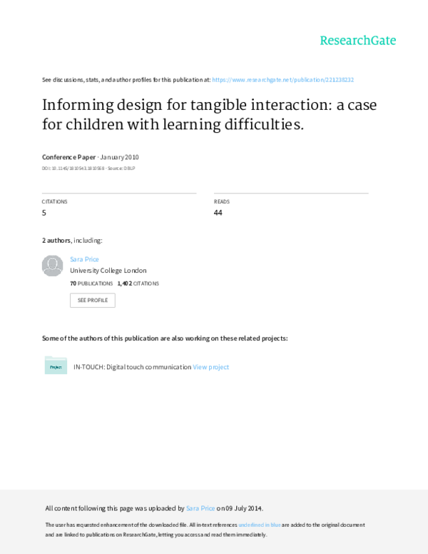 (PDF) Informing design for tangible interaction: a case for children ...