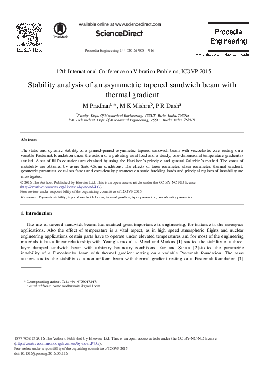 (PDF) Stability analysis of an asymmetric tapered sandwich beam with