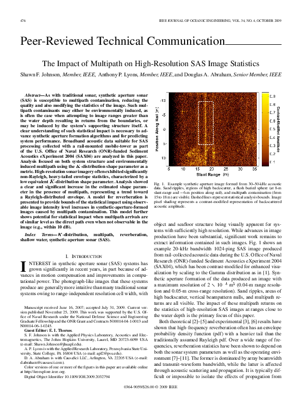 (PDF) The Impact of Multipath on High-Resolution SAS Image Statistics