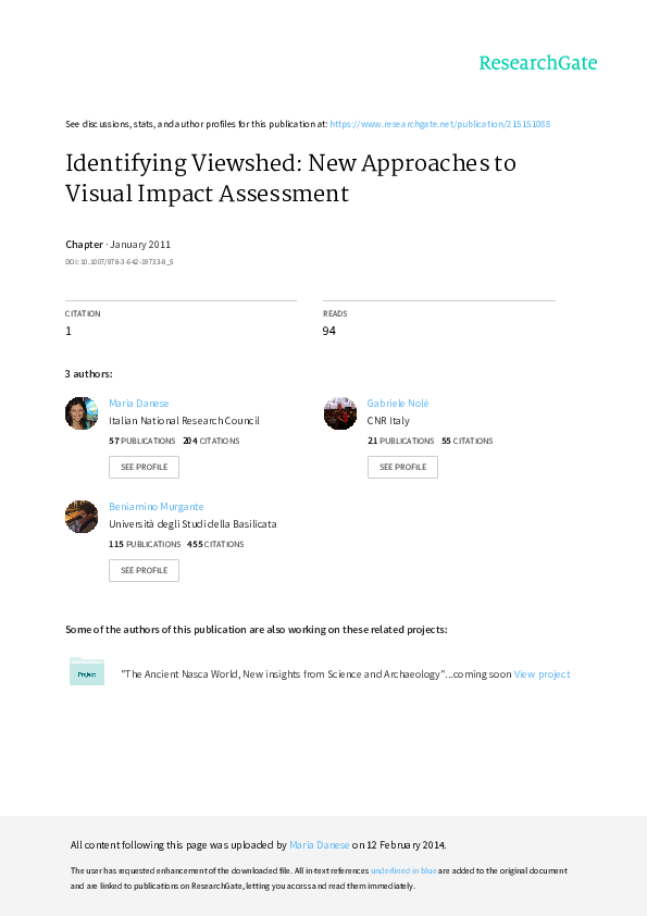 (PDF) Identifying Viewshed New Approaches to Visual Impact Assessment