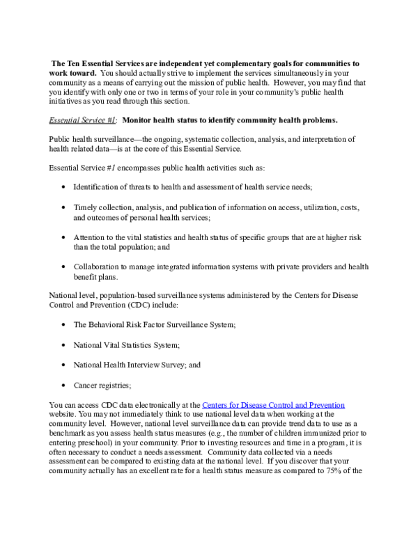 (DOC) The Ten Essential Services