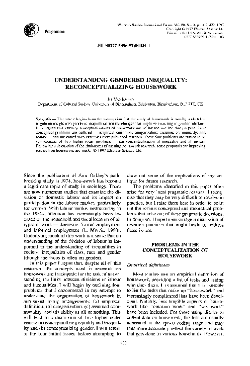 (PDF) UNDERSTANDING GENDERED INEQUALITY: RECONCEPTUALIZING HOUSEWORK