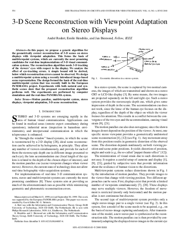 (PDF) 3-D Scene Reconstruction With Viewpoint Adaptation on Stereo Displays