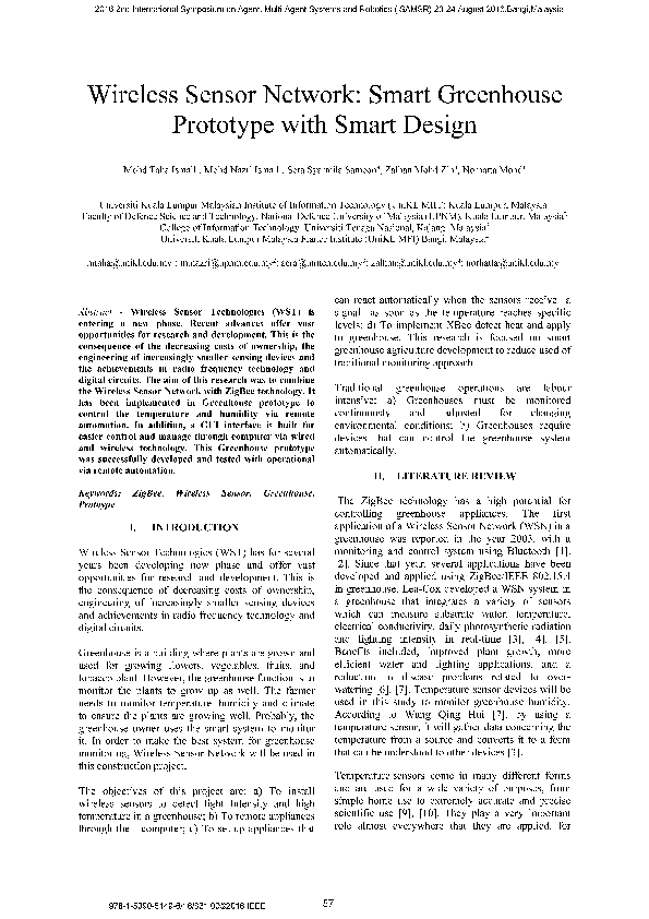 (PDF) Wireless Sensor Network Smart Greenhouse Prototype with Smart Design Mohd Nazri Ismail