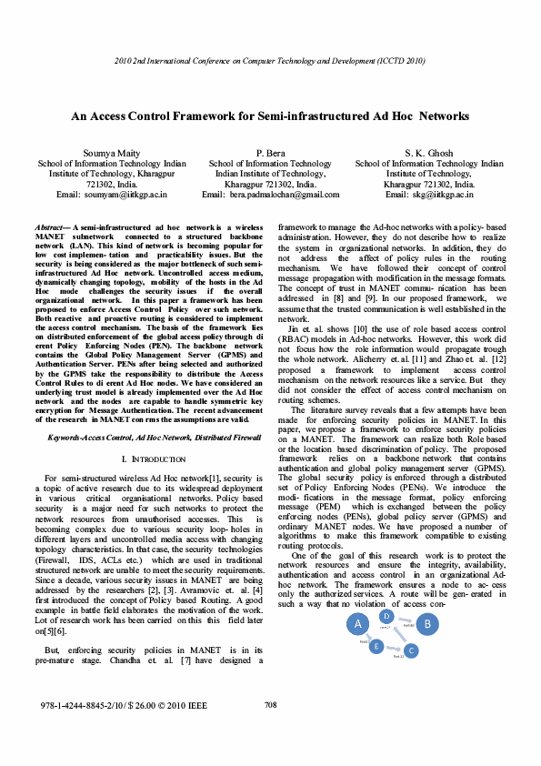 (PDF) An access control framework for semi-infrastructured Ad hoc networks
