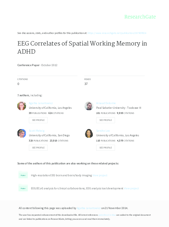 (PDF) EEG Correlates of Spatial Working Memory in ADHD