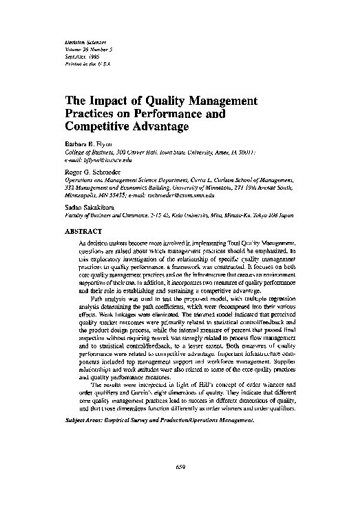  PDF The Impact Of Quality Management Practices On Performance And 