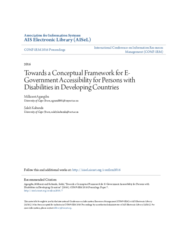 (PDF) Towards a Conceptual Framework for EGovernment