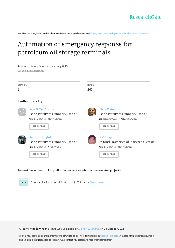 (PDF) Automation of emergency response for petroleum oil storage