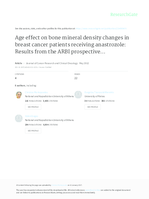 (PDF) Age effect on bone mineral density changes in breast cancer ...