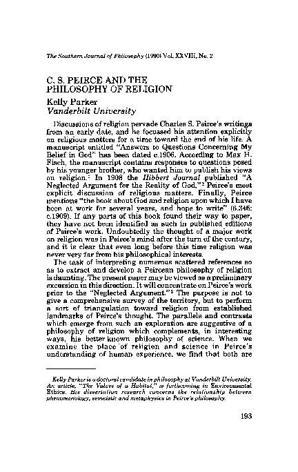 (PDF) CS Peirce and the Philosophy of Religion