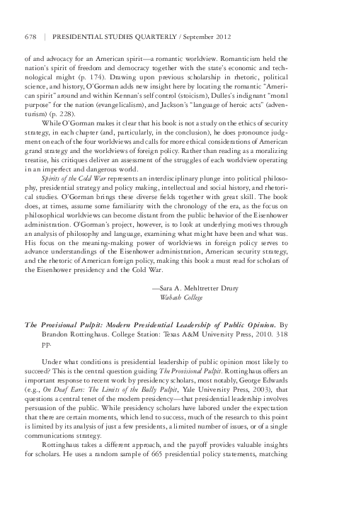 (PDF) The Provisional Pulpit Modern Presidential Leadership of Public