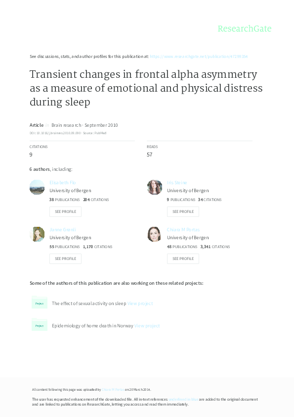 (PDF) Transient changes in frontal alpha asymmetry as a measure of ...