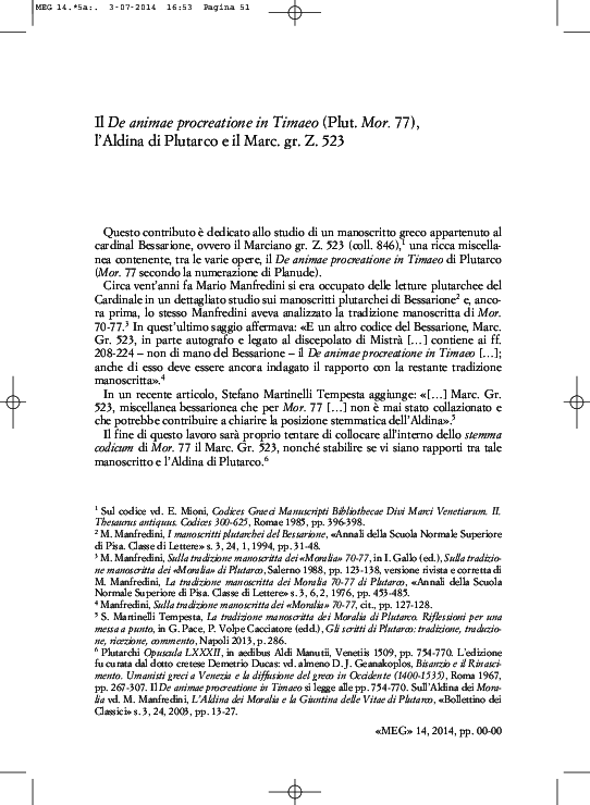 (PDF) Il De animae procreatione in Timaeo (Plut. Mor. 77), l’Aldina di ...