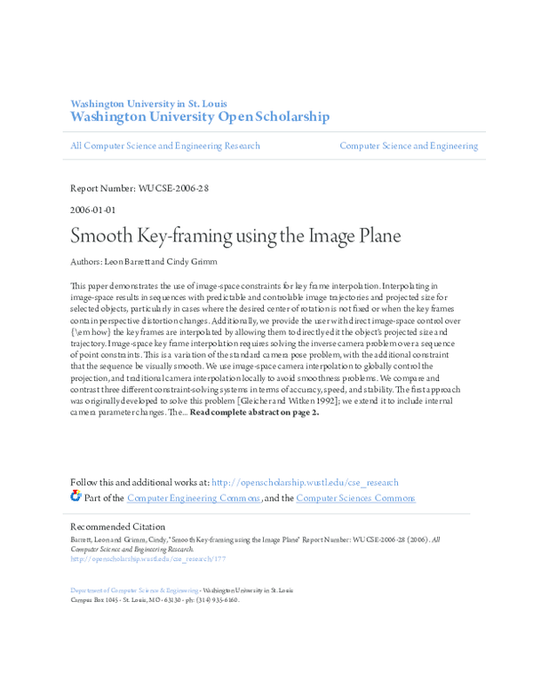 (PDF) Smooth key framing using the image plane