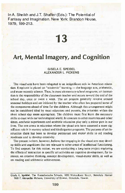 (PDF) Art, Mental Imagery, and Cognition