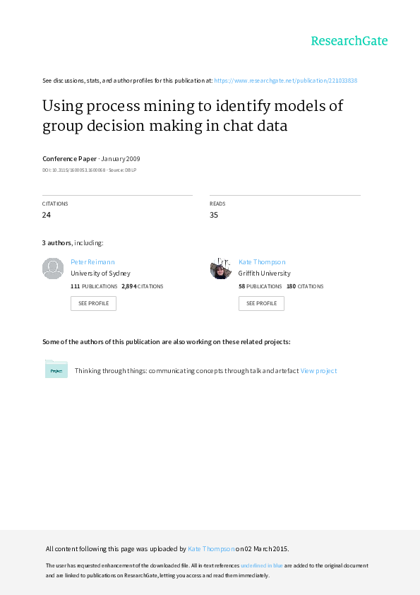 (PDF) Using process mining to identify models of group decision making ...
