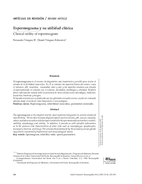 l carnitina espermograma Composicin y Anlisis del Semen | PDF | Semen Espermograma - EcuRed