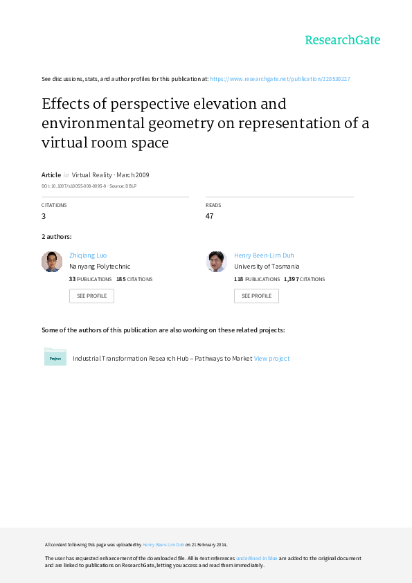 (PDF) Effects of perspective elevation and environmental geometry on ...