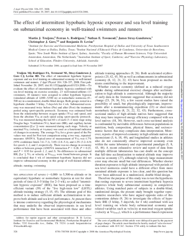 (PDF) The effect of intermittent hypobaric hypoxic exposure and sea ...