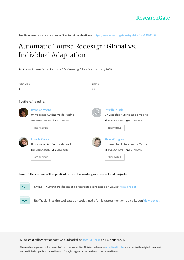 (PDF) Automatic Course Redesign: Global vs. Individual Adaptation