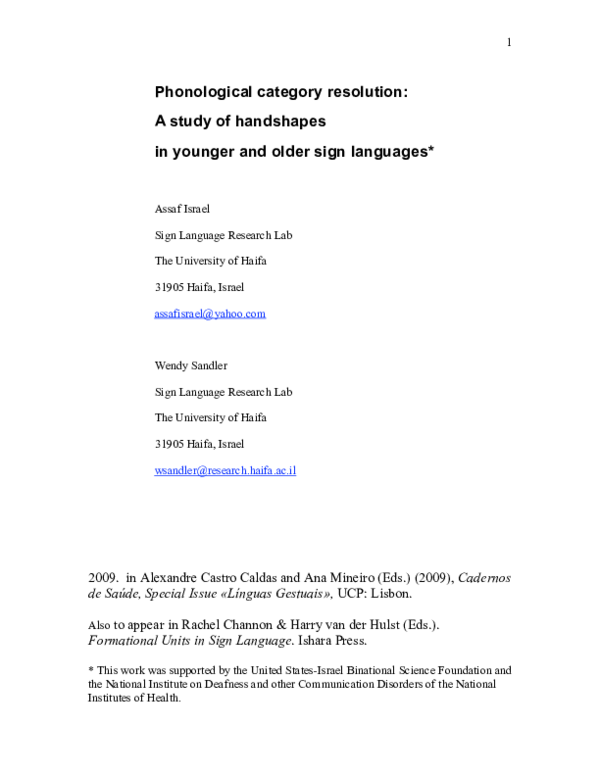 (PDF) Phonological category resolution: A study of handshapes in ...